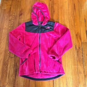 North Face Girls Large 14 16 Youth Fleece Hooded Soft Fuzzy Outdoor Pink Fuchsia
